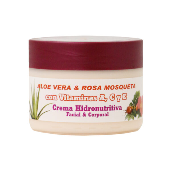 Crema hidronutritiva facial & corporal aloe vera & rosa mosqueta con vits A, C y E