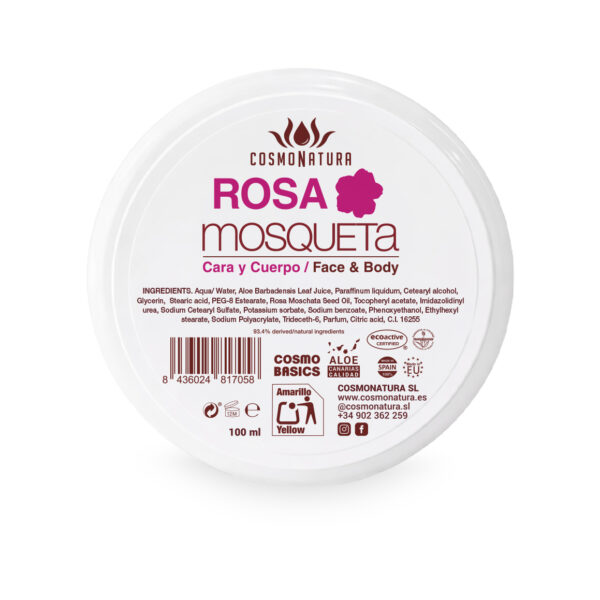 Crema rosa mosqueta y aloe vera 100% cara y cuerpo