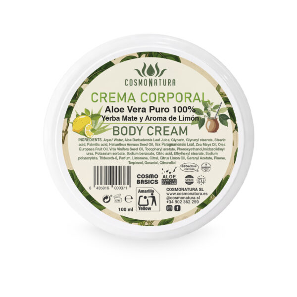 Crema Corporal Aloe 100% Yerba Mate y Limón