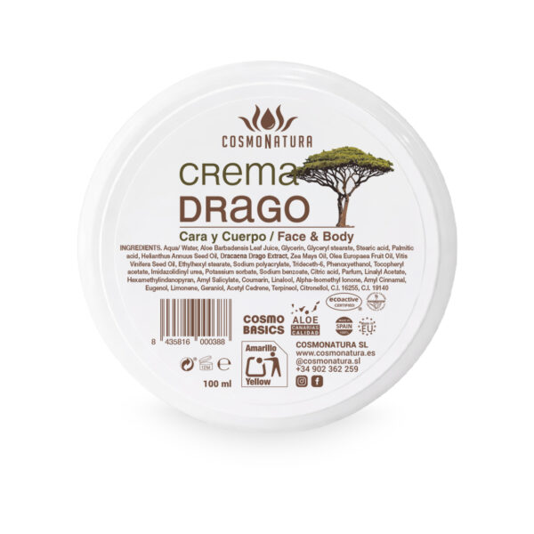 Crema facial aloe vera y drago 99% ingredientes naturales