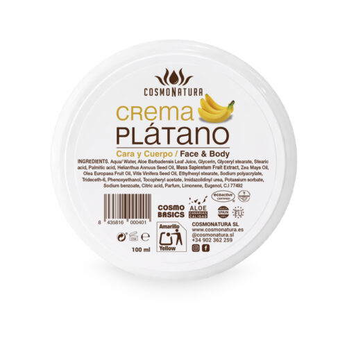 Crema de plátano y aloe vera100% cara y cuerpo