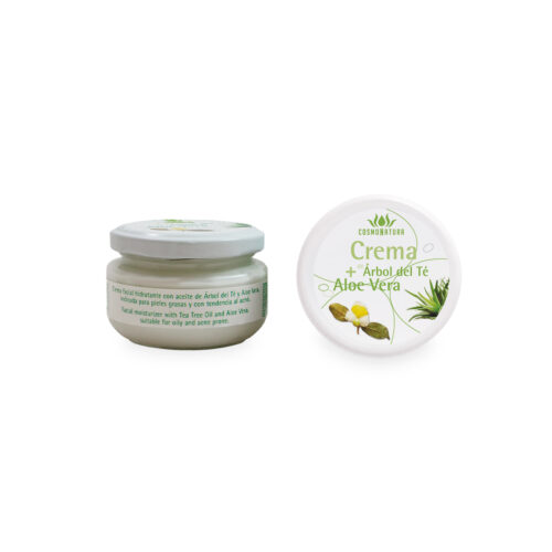 Crema facial hidratante con aceite de arbol del té y aloe vera piel grasa